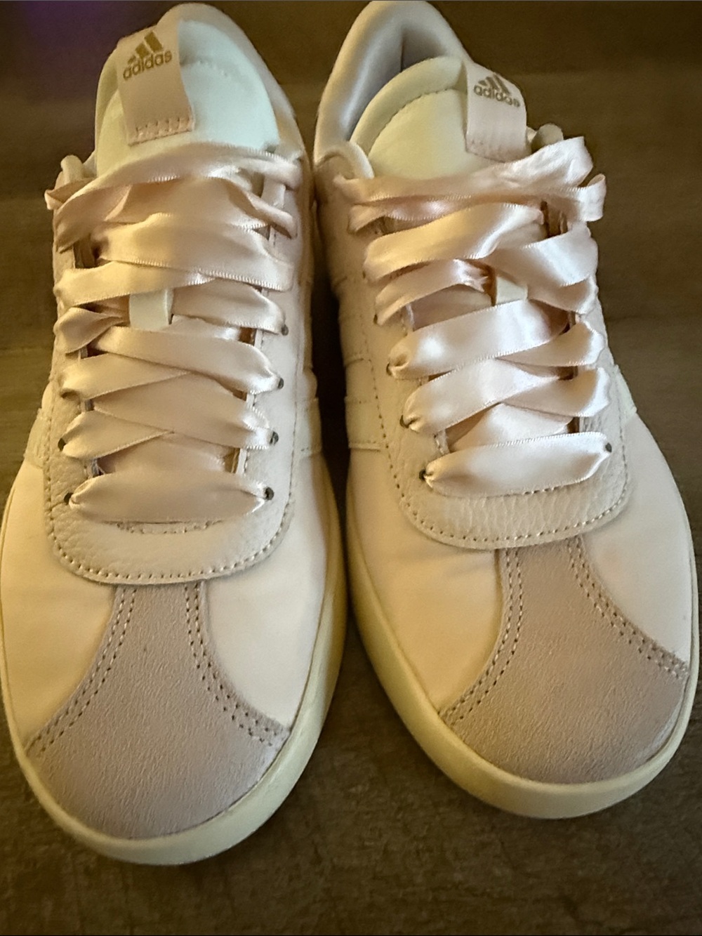 adidas Pink Satin-Lace Sneakers with Cream Accents - Picture 2 of 4